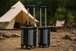 Built-in wheels and trolley handle for easy movement; dual handles for two-person lifting.